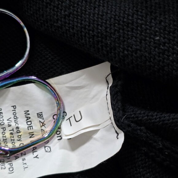 ViCOLO Northland Sweater Womens S/M Black White LS Pullover Italy Cotton Casual - Picture 13 of 14